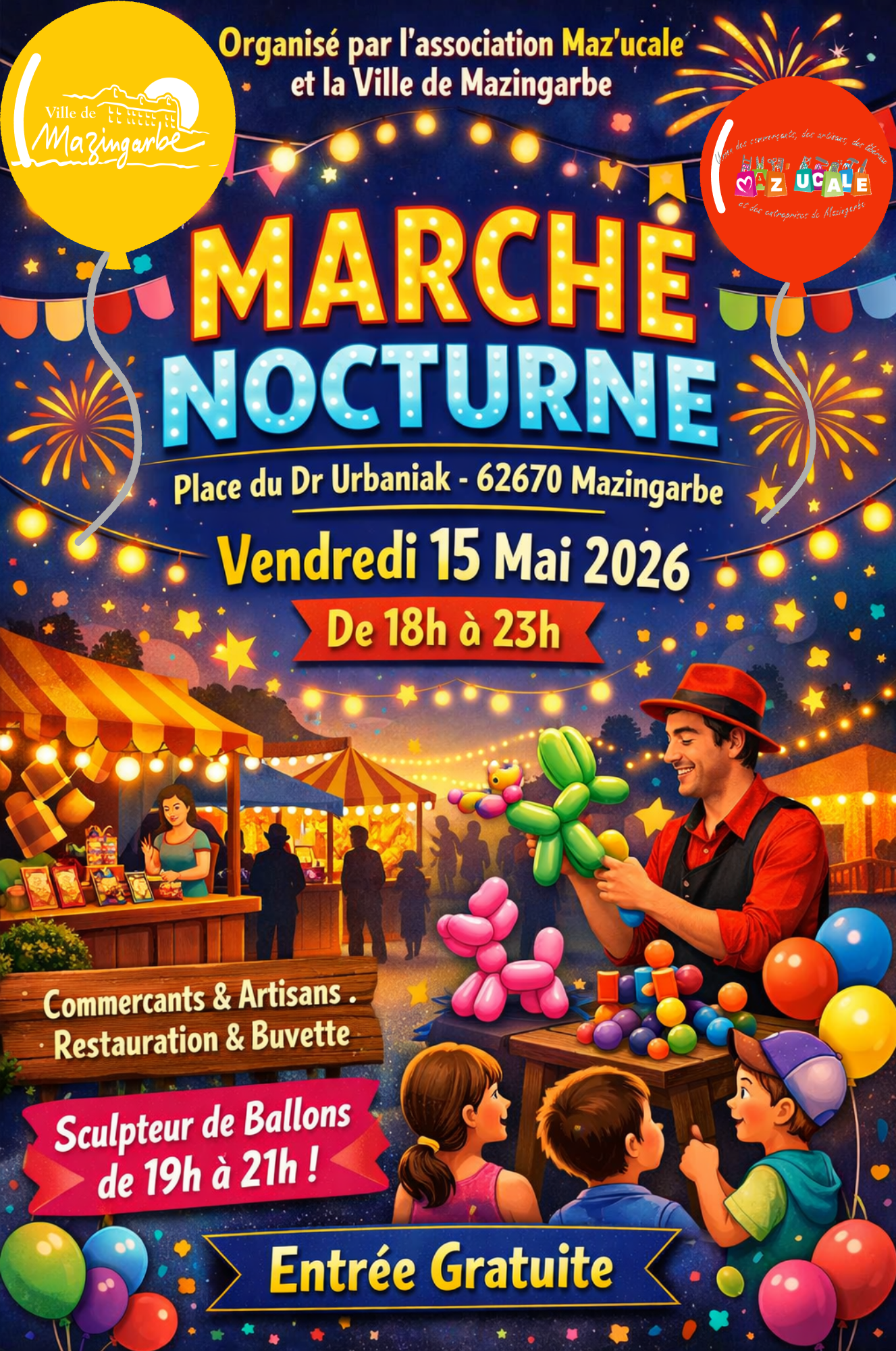 AFFICHE MARCHE NOCTURNE 15 MAI AVEC LOGOS