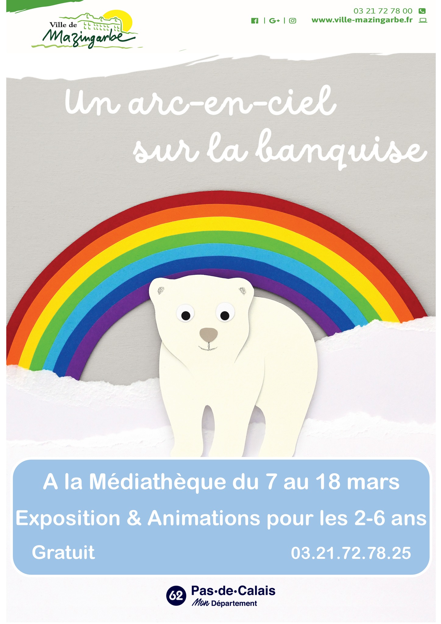 affiche ours neige médiatheque