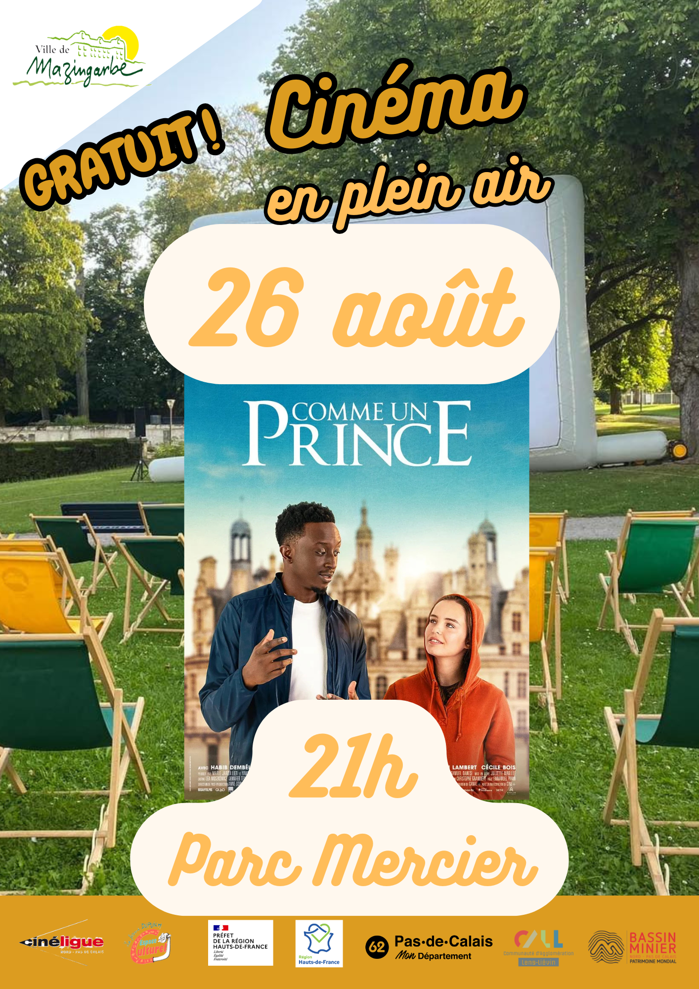 affiche cinéma plein air 26 août